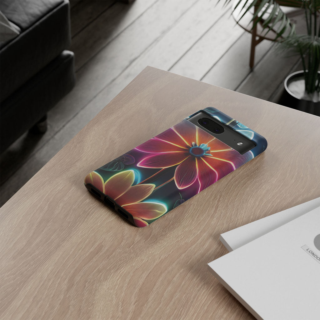 Vibrant Neon Flowers Tough Phone Case