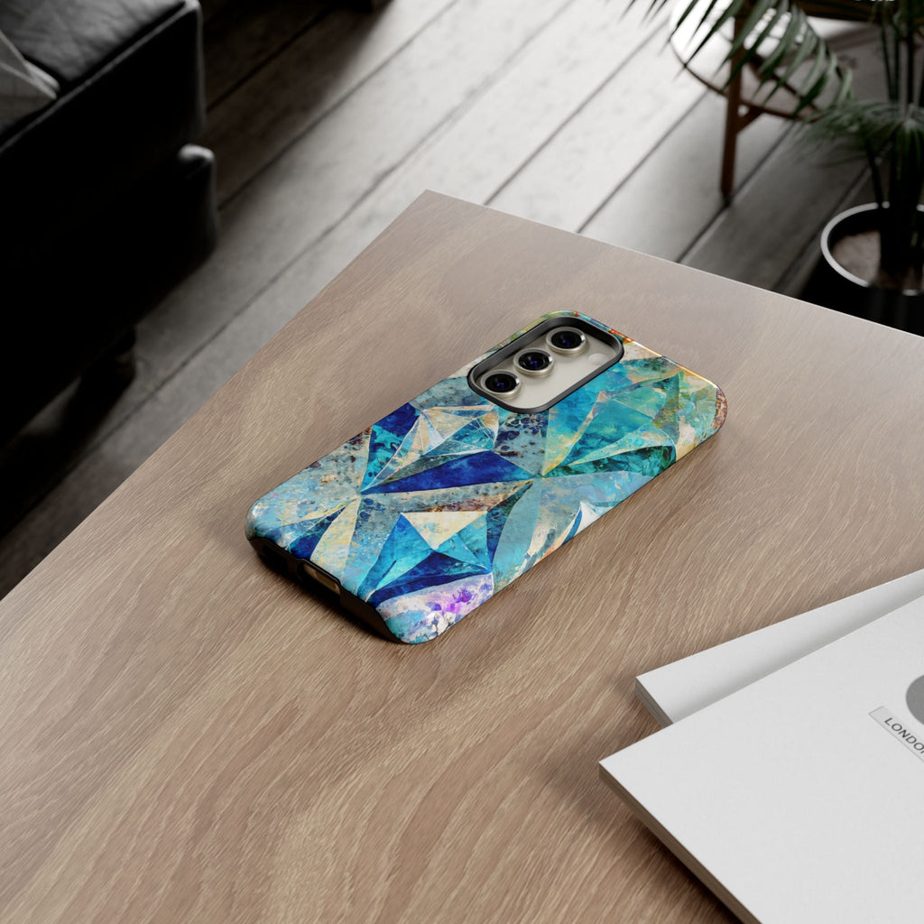 Diamond Blue Abstract Tough Phone Case