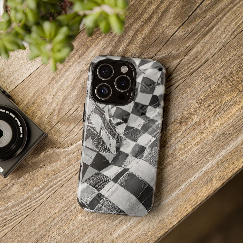 Abstract Checker Print Tough Phone Case