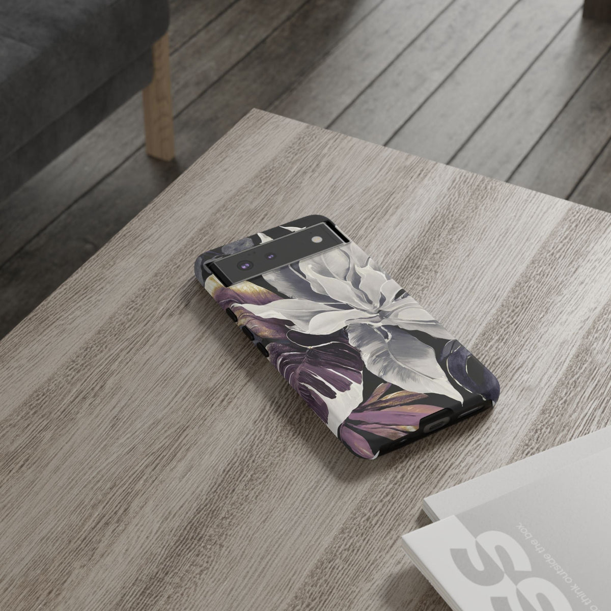 White & Plum Floral Tough Phone Case