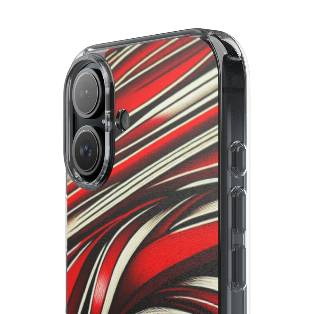 Red & White Swirl Abstract Clear Phone Case
