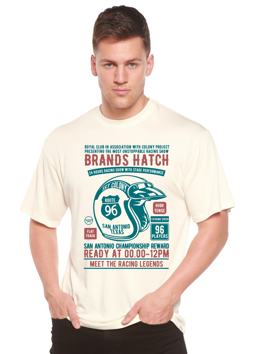Brands Hatch Men's Bamboo Viscose/Organic Cotton Short Sleeve Graphic T-Shirt