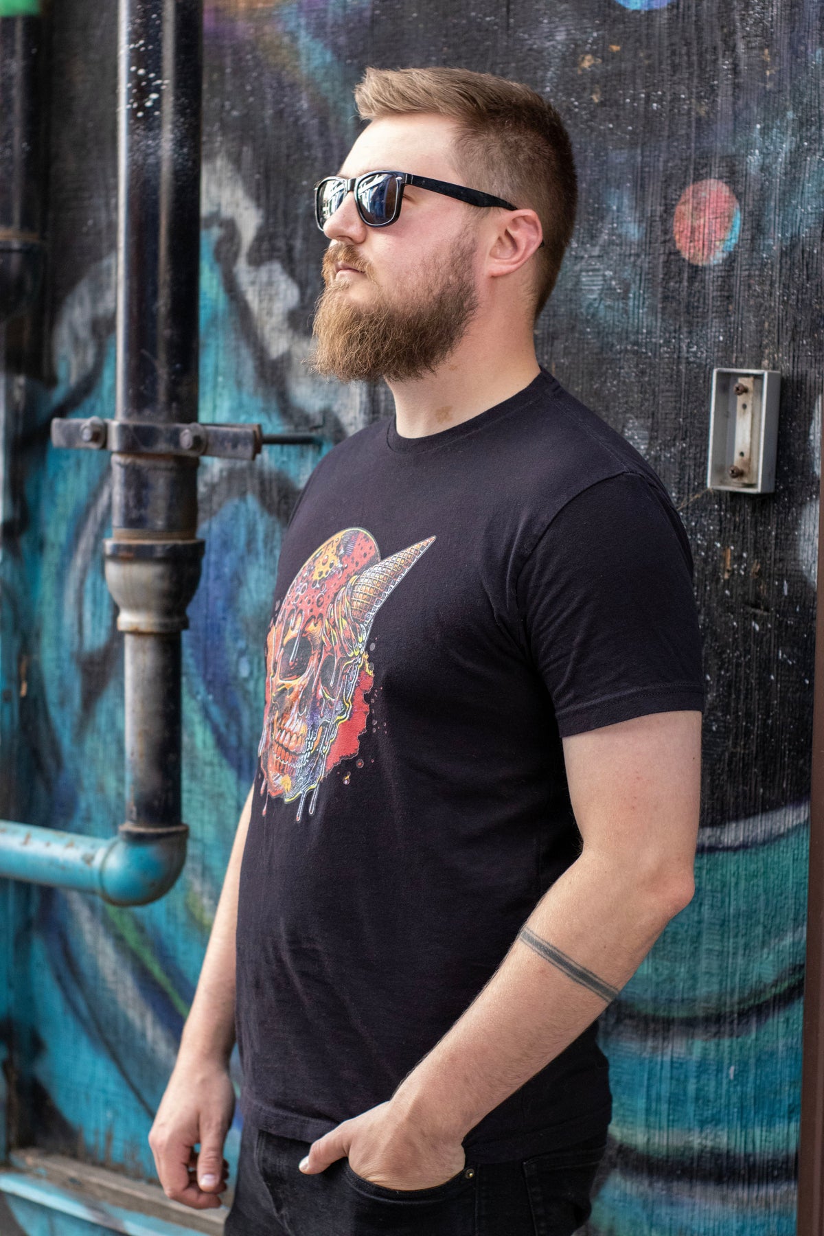 Abstract Ice Cream Skull Graphic Tee