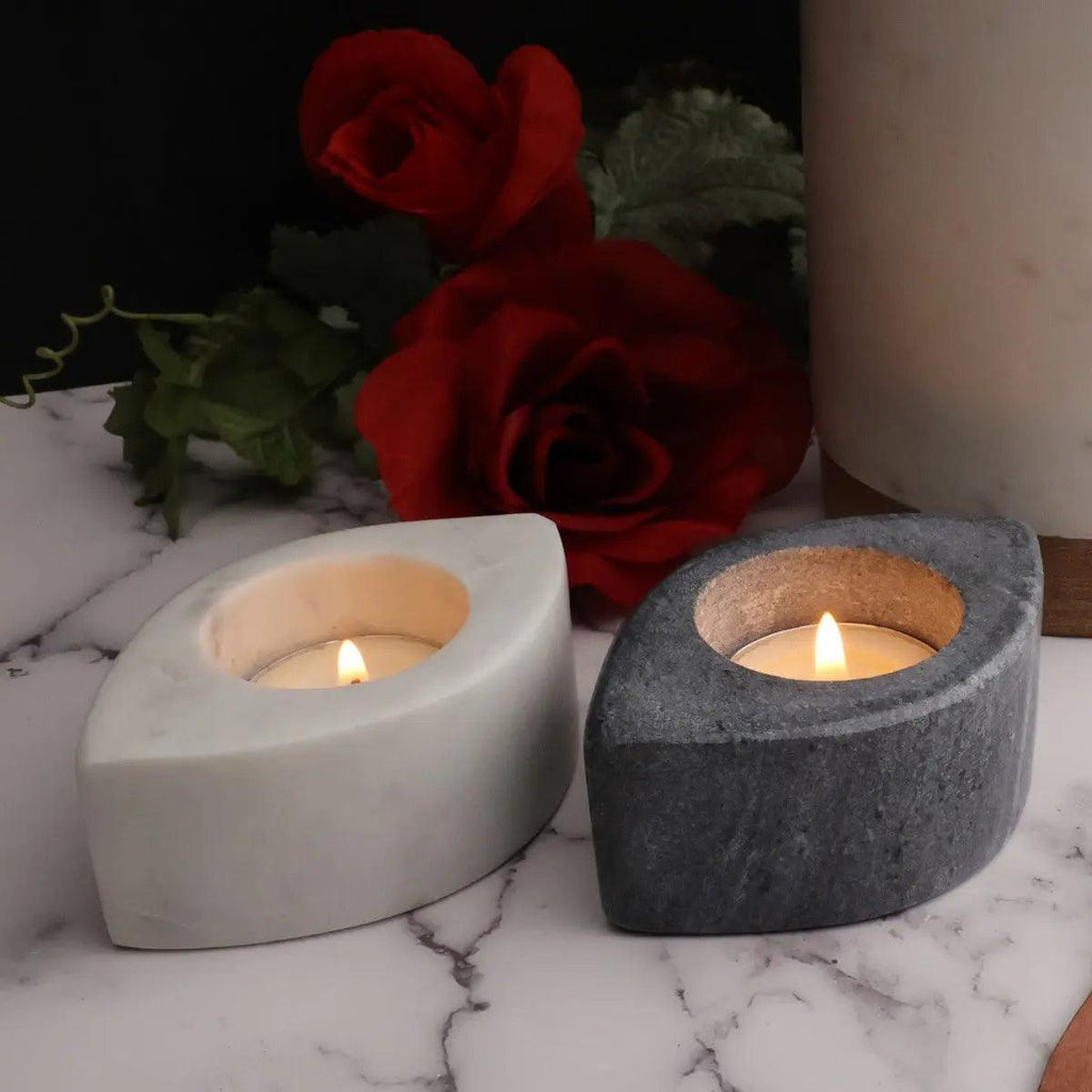 2-Piece Blossom Marble Tea Light Holders