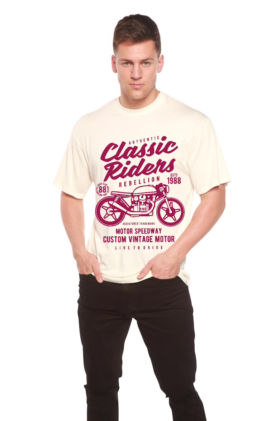 Classic Riders Men's Bamboo Viscose/Organic Cotton Short Sleeve Graphic T-Shirt