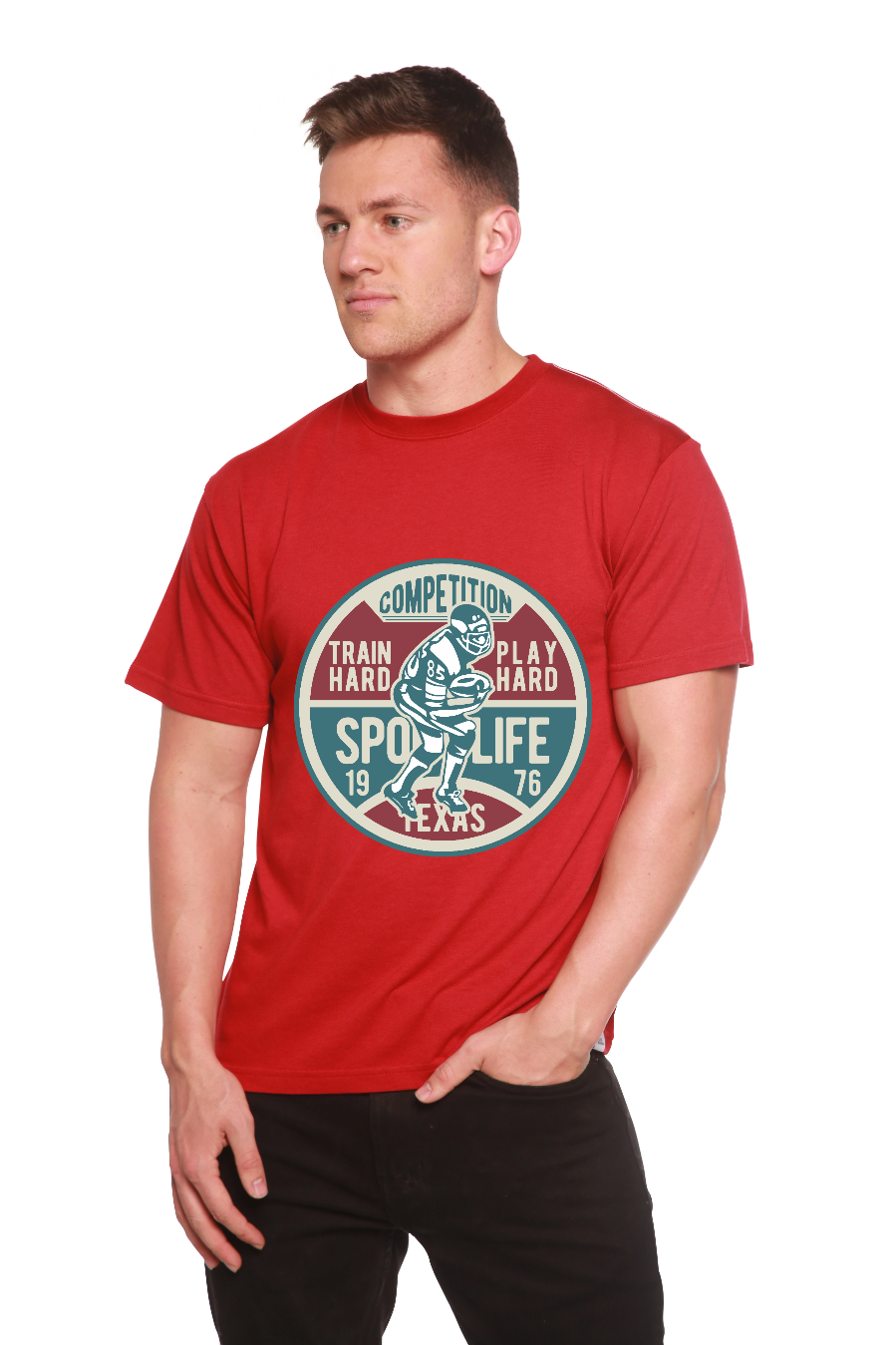 Football Competition Men's Bamboo Viscose/Organic Cotton Short Sleeve Graphic T-Shirt