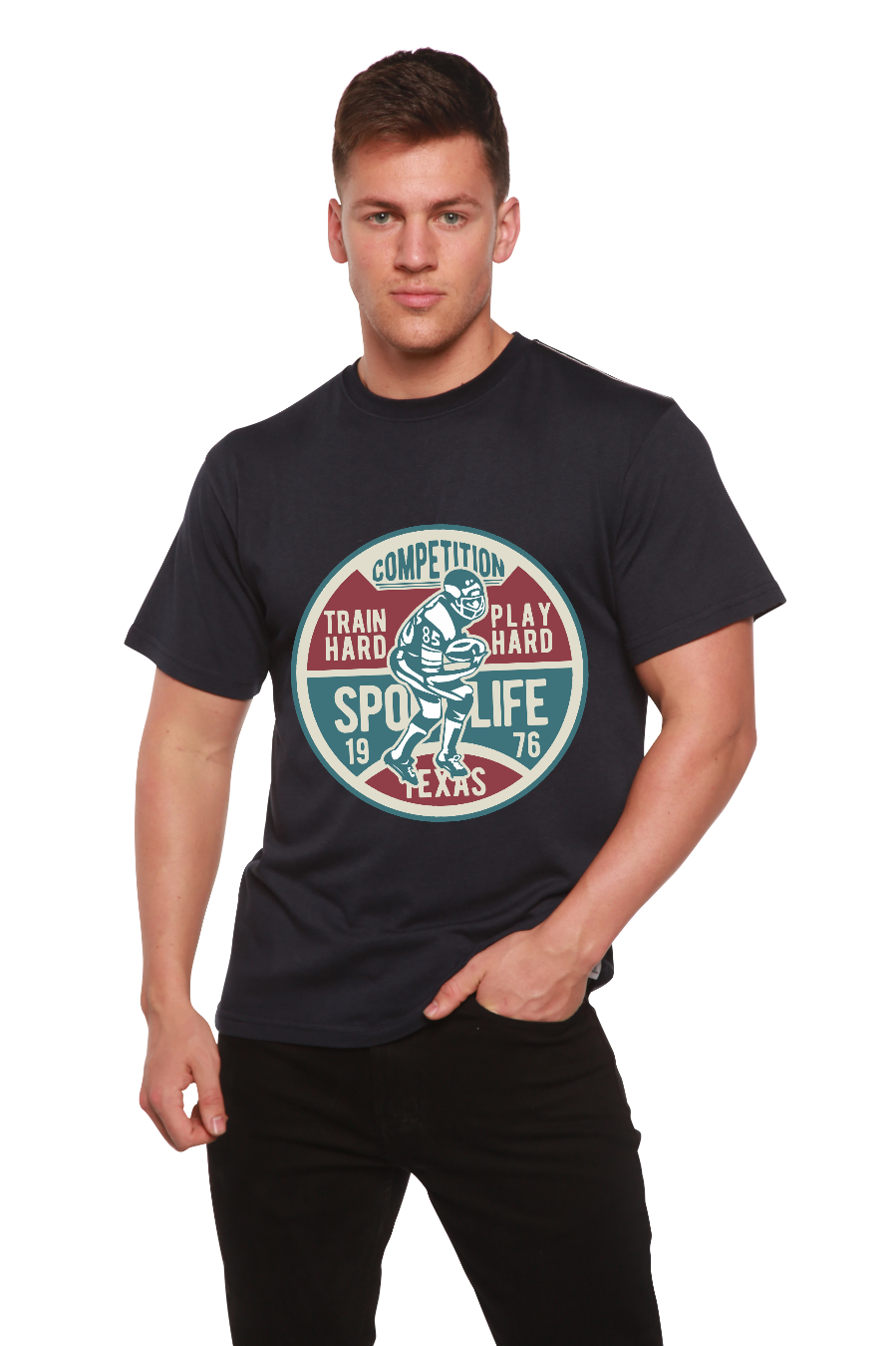 Football Competition Men's Bamboo Viscose/Organic Cotton Short Sleeve Graphic T-Shirt