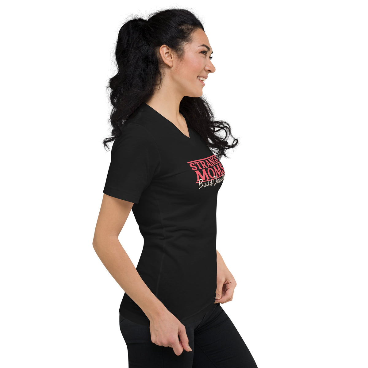 Strange Moms Build Character V-Neck T-Shirt